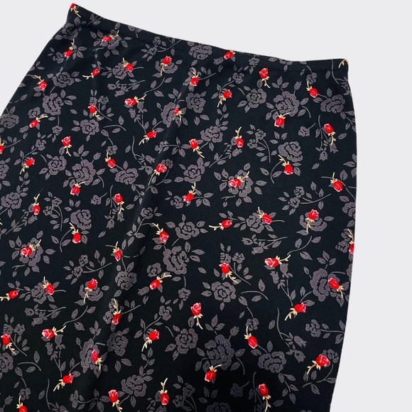 Vintage Dresses & Skirts - Vintage 90s Wrapper Fairygoth Rose Print Maxi Skirt